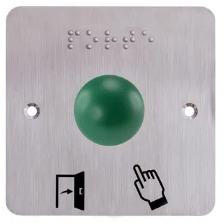 Bouton Poussoir Ergonomique Dome Vert Contact No+Nc Plaque 80 X 80 Mm