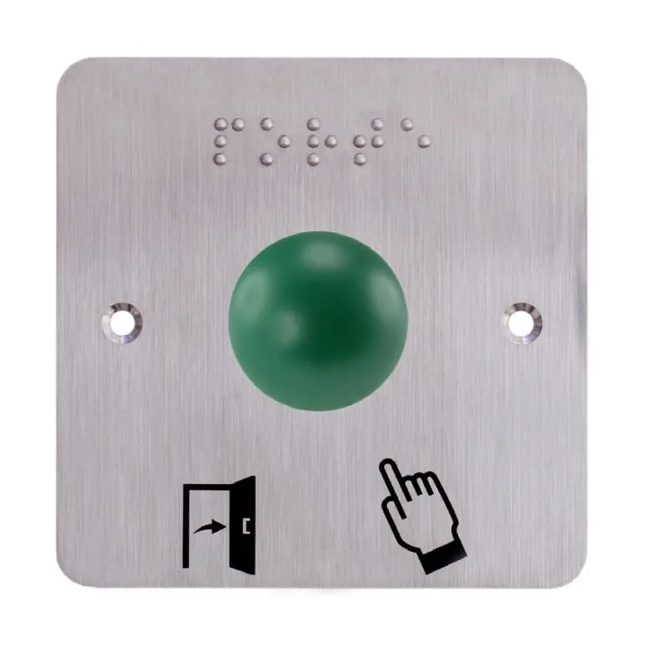Bouton Poussoir Ergonomique Dome Vert Contact No+Nc Plaque 80 X 80 Mm