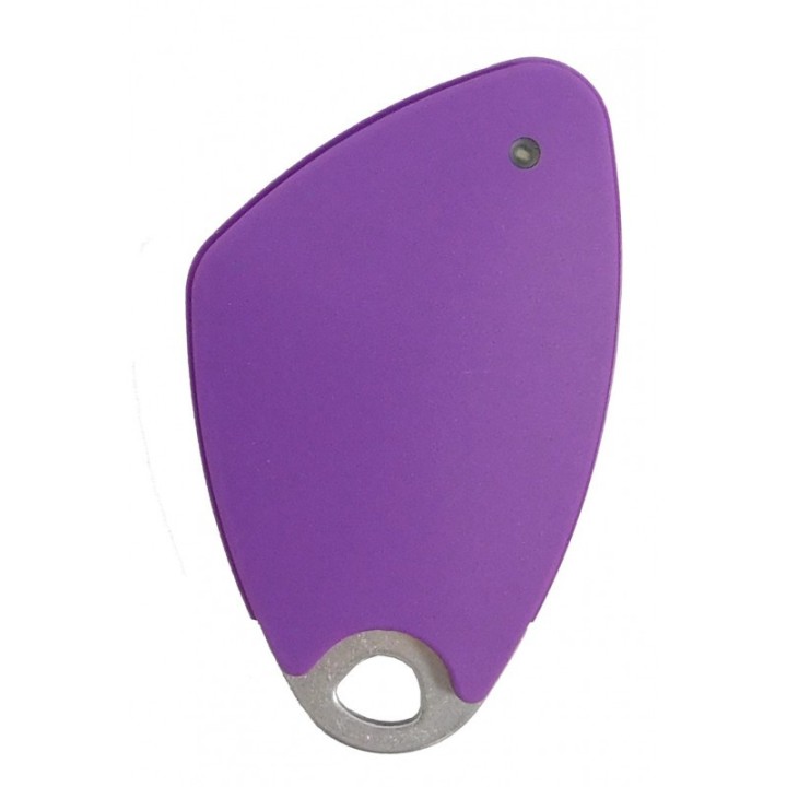 Badge Électr. Mifare Mains-Libres-Insert Alu Gravé-Violet(Colis