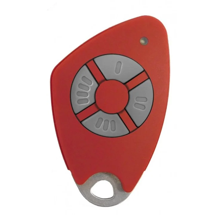 Télécommande 4 Canaux Bi-Technologie Mifare - Insert Inox Gravé - Rouge