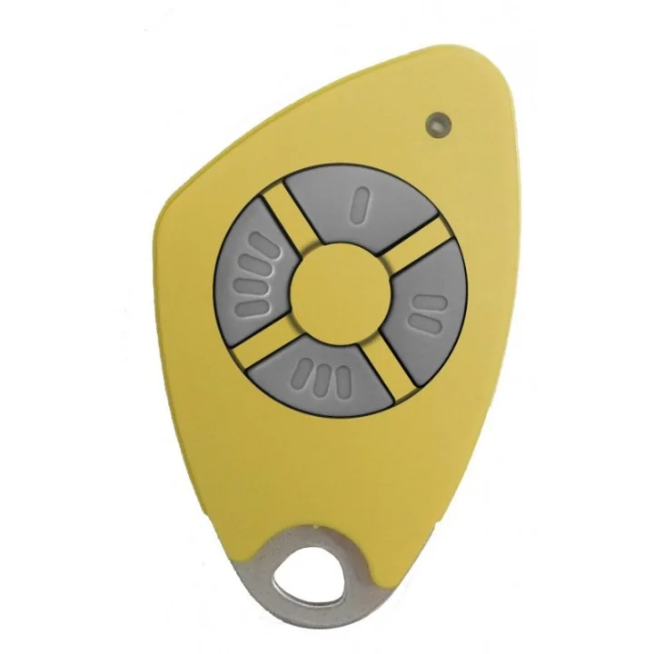 Télécommande 4 Canaux Bi-Technologie Mifare - Insert Inox Gravé - Jaune