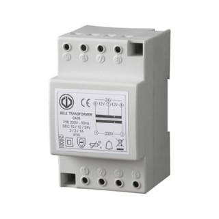 Transformateur 12/24V Ac - 1/2 A - Classe Ii - En 61558-8 - Rail Din - 3 Modules