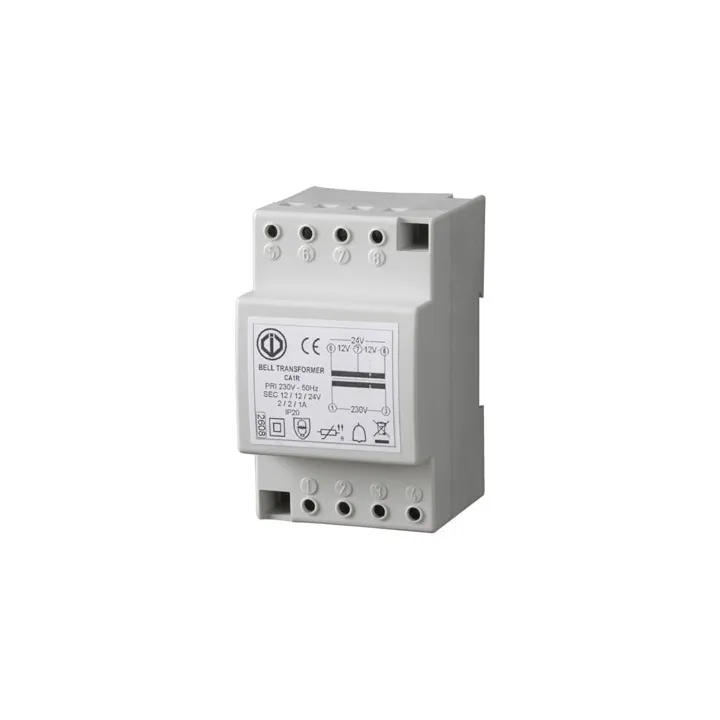 Transformateur 12/24V Ac - 1/2 A - Classe Ius - En 61558-8 - Rail Din - 3 Module