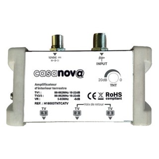DISTRIBUTEUR TV 3 PORTS RJ45-2 TNT/1 CATV AVEC VOIX DE RETOUR(S/CORDO