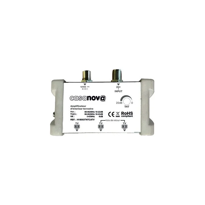 Distributeur Tv 3 Port Rj45-2 Tnt/1 Catv Avec Voix De Retours/Cordo