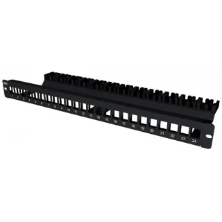 Panneau 24 Port Vide Noir 1U Pour 3M Et Keystone+Support Câble