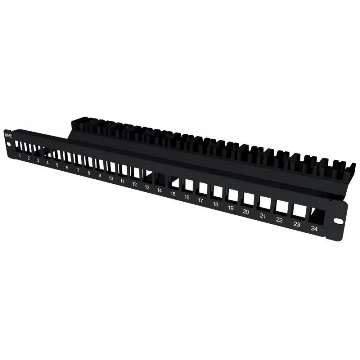 Panneau 24 Port Vide Noir 1U Pour 3M Et Keystone+Support Câble