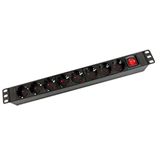 Réglette 19" 1U Aluminiumnoir 8 Pièce
