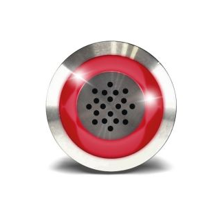 BUZZER ACIER INOX D:19 MM+HALO LUM ROUGE 12V DC/30MA-85 DB/15 CM
