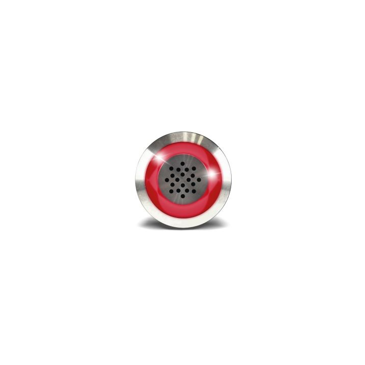 BUZZER ACIER INOX D:19 MM+HALO LUM ROUGE 12V DC/30MA-85 DB/15 CM