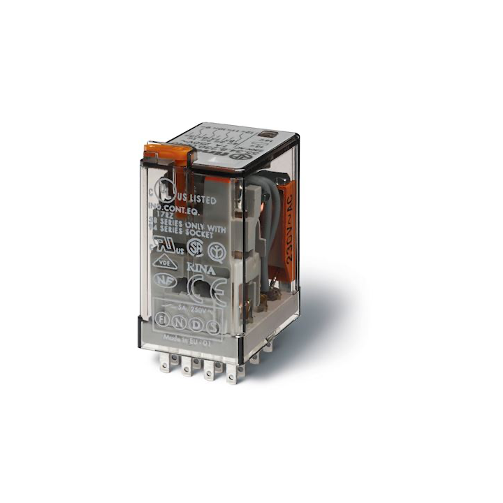Relais indust 4RT 7A 24V AC, bouton test et indicateur mécani(*)