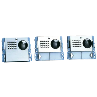 Série Powercom - Module 1 Bouton Inox, Nom, Led Bleue, Audio/Vidéo