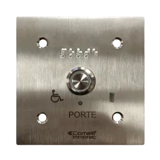 Bouton Sonore + Led Monté Sur Façade Inox 100X100 Gravée Porte Braille