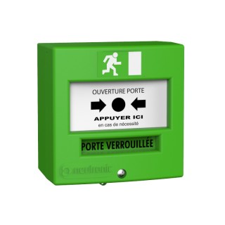 Declencheur Manuel Vert 1 Contact + Led + Buzzer + Capot