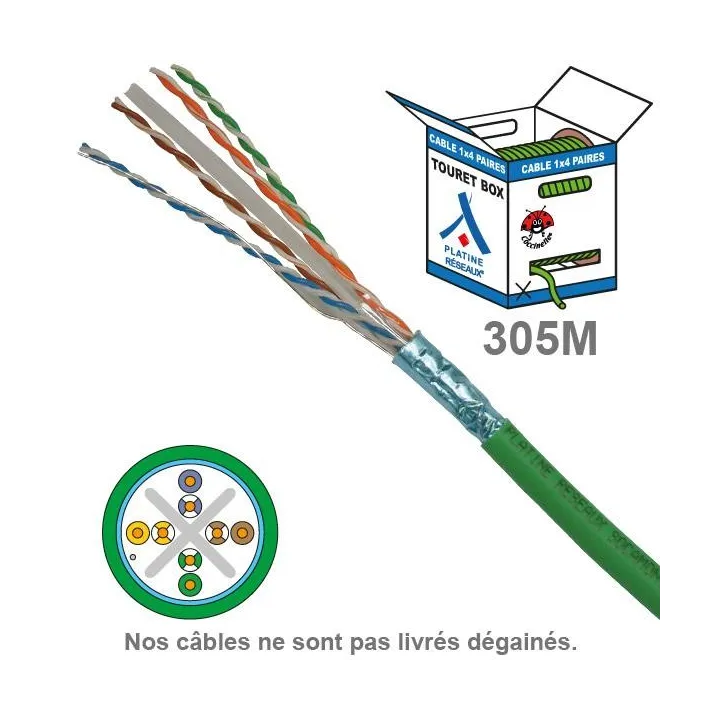 Câble Cat6 Futp Lszh 1X4P 100 Ohm Awg23 Box De 305M