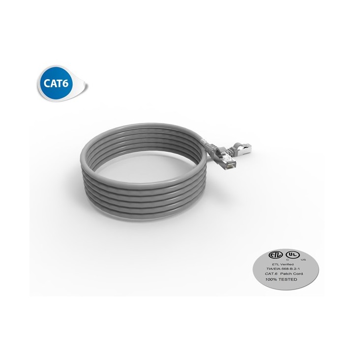CORDON RJ45 CAT6 FUTP 100OHMS LSOH SURMOULE GRIS LG 3M*