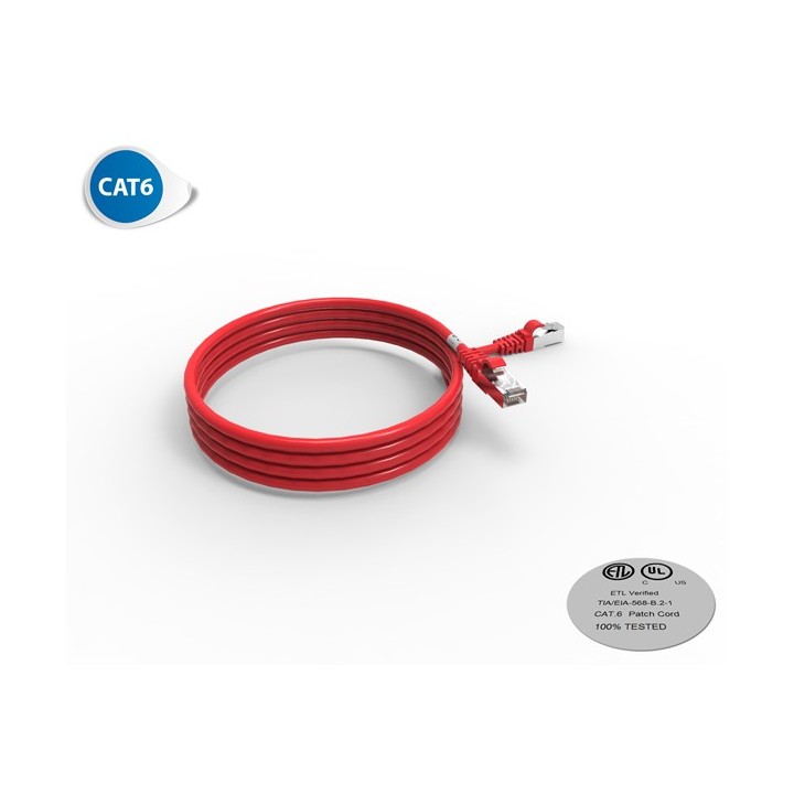 CORDON RJ45 CAT6 FUTP 100OHMS LSOH SURMOULE ROUGE LG 2M*