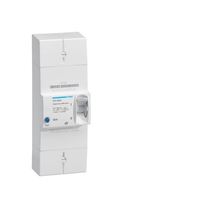 Disjoncteur de branchement différentiel 2P 60A 500mA selectif