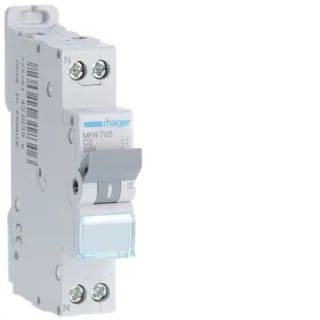 Disjoncteur Phase + Neutre 2A 3Ka Courbe C Bornes À Vis 1 Module