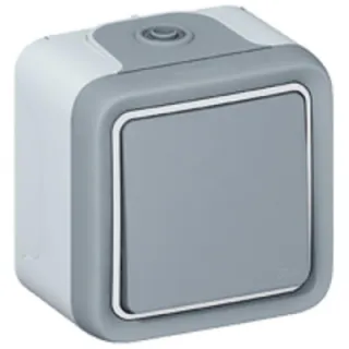 Poussoir Étanche No 10A Plexo Complet Ip55 Saillie - Gris
