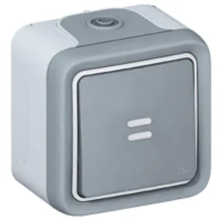 Poussoir Étanche No Lumineux 10A Plexo Complet Ip55 Saillie - Gris