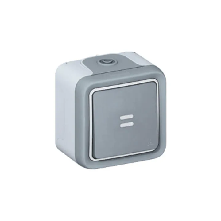 Poussoir Étanche No Lumineux 10A Plexo Complet Ip55 Saillie - Gris
