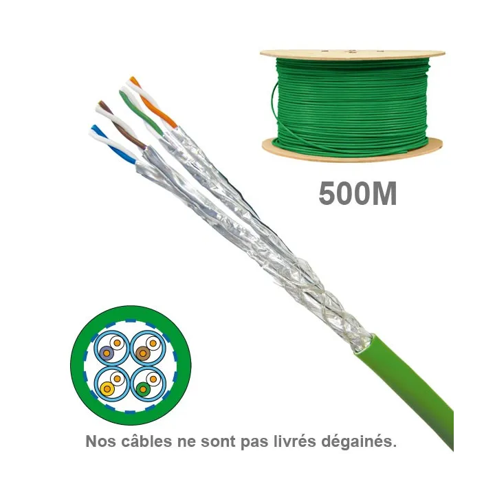 Câble Cat7A Sftp Lszh 1X4P 100Ohms Awg23 Touret 500M (Prix Au M)