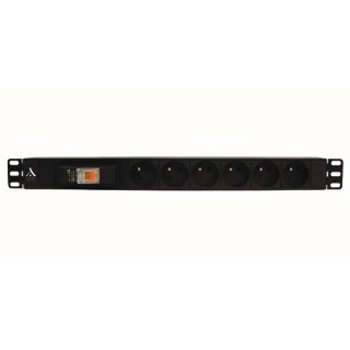 BANDEAU 19'' 1U 6 PRISES+DISJONCTEUR 16 A AVEC DIFFERENTIEL 30MA*