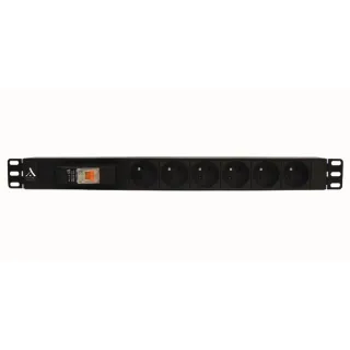 Bandeau 19'S'S 1U 6 Prises+Disjoncteur 16 A Avec Differentiel 30Ma