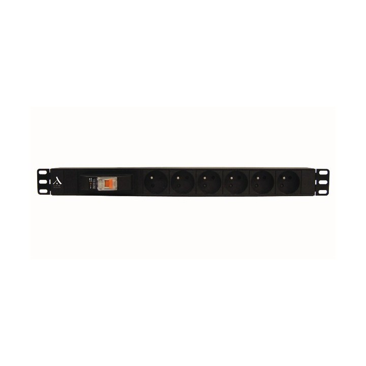 BANDEAU 19'' 1U 6 PRISES+DISJONCTEUR 16 A AVEC DIFFERENTIEL 30MA*