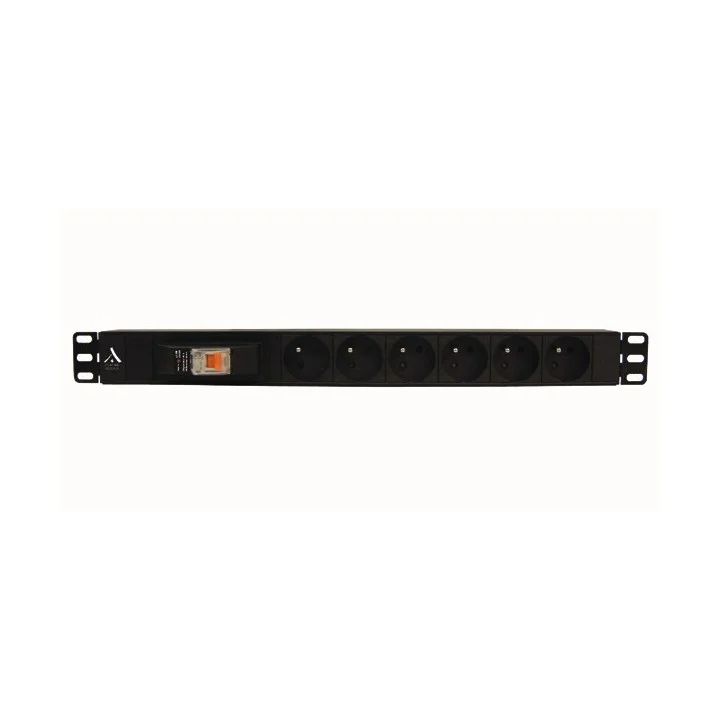 Bandeau 19'S'S 1U 6 Prises+Disjoncteur 16 A Avec Differentiel 30Ma