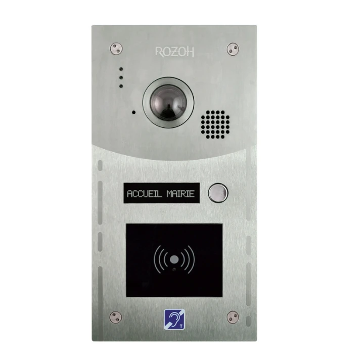 Interphone Vidéo 3 Boutons Avec Lecteur De Badges Mains-Libres Et Clavier Codé - Conforme Erp - Encastrement - Inox