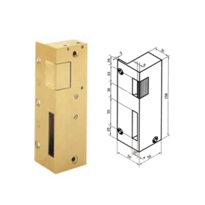 Gâche Fichet gauche tirant 1/2 tour haut impulsion 12 V AC/DC