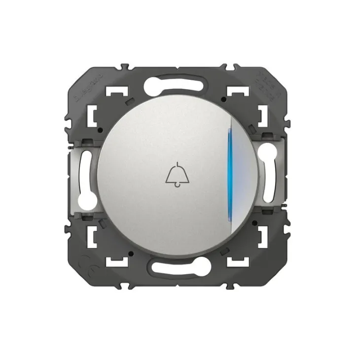 Poussoir Avec Voyant Lumineux Marquage Sonnette Dooxie 6A 250V~ Finition Alu