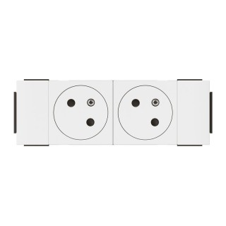 Prise 2x2P+T Surface Mosaic Soluclip pour goulotte clippage direct - blanc