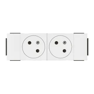 Prise 2X2P+T Surface Mosaic Soluclip Pour Goulotte Clippage Direct - Blanc