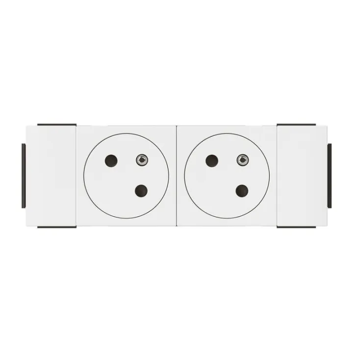 Prise 2X2P+T Surface Mosaic Soluclip Pour Goulotte Clippage Direct - Blanc