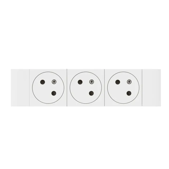 Prise 3X2P+T Surface Mosaic Soluclip Goulotte Clippage Direct 6 Modules - Blanc
