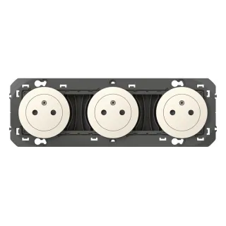 Triple Prise De Courant 2P+T Surface Dooxie 16A Précâblées Finition Blanc