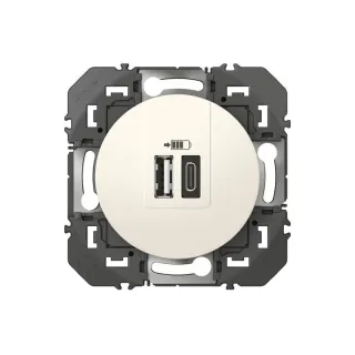 Double Prise Usb 1 Type-A + 1 Type-C Dooxie 3A Finition Blanc
