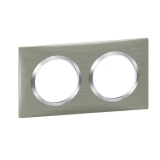 Plaque Carrée Dooxie 2 Postes Finition Effet Inox Brossé