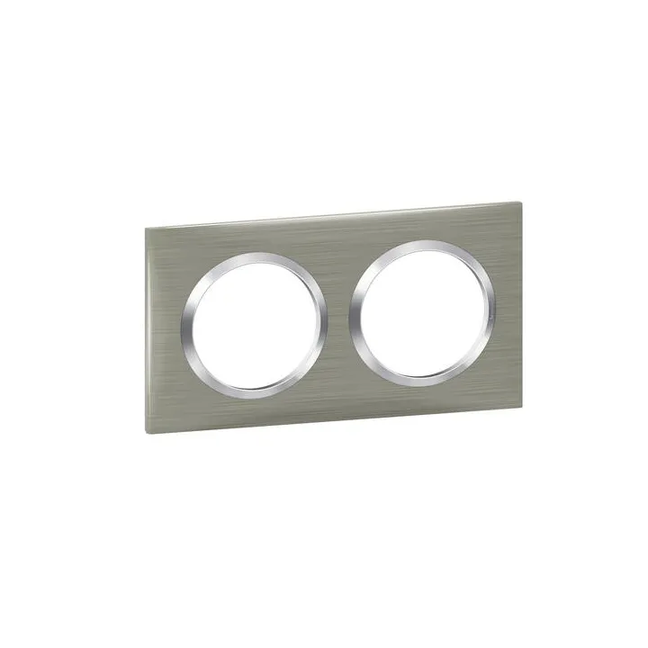 Plaque Carrée Dooxie 2 Postes Finition Effet Inox Brossé