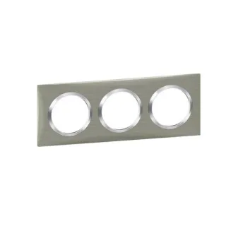 Plaque Carrée Dooxie 3 Postes Finition Effet Inox Brossé