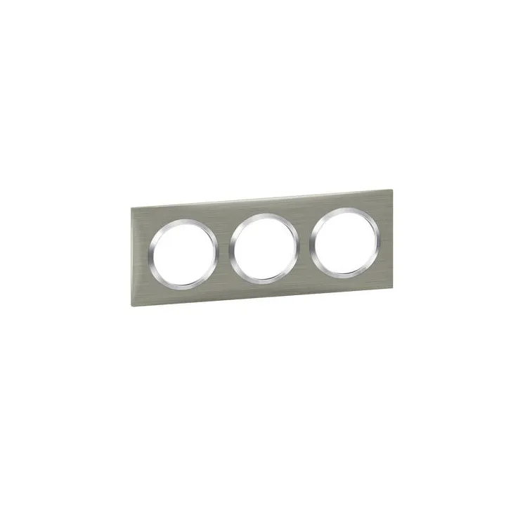Plaque Carrée Dooxie 3 Postes Finition Effet Inox Brossé
