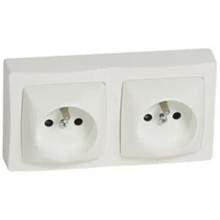 Prise De Courant 2X2P+T Bornes Automatiques Appareillage Saillie Complet - Blanc