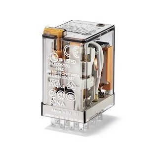 Relais industriel 4RT 7A 12V DC, bouton test et indicateur mécanique, AgCdo