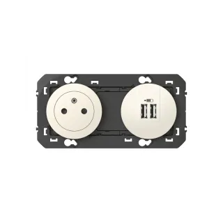 Prise 2P+T Surface + Prises 2 Usb Type-A Dooxie 3A Précâblés Finition Blanc
