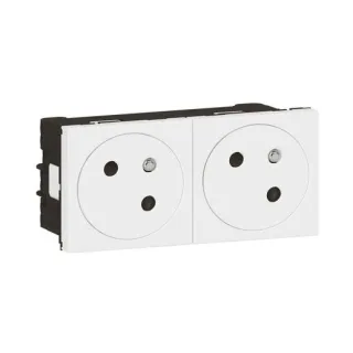 Prise 2X2P+T Surface Mosaic Link À Raccordement Latéral 4 Modules - Blanc
