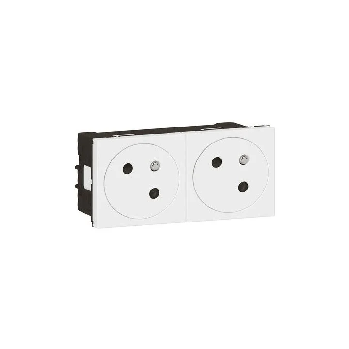 Prise 2X2P+T Surface Mosaic Link À Raccordement Latéral 4 Modules - Blanc