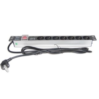 BANDEAU 19'' ELECTRIQUE 1U 8 prises + interrupteur